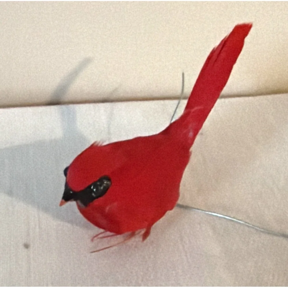 Lot of 4 - Vintage RED CARDINALS with Wires Attached to Feet for CRAFTING - NOS